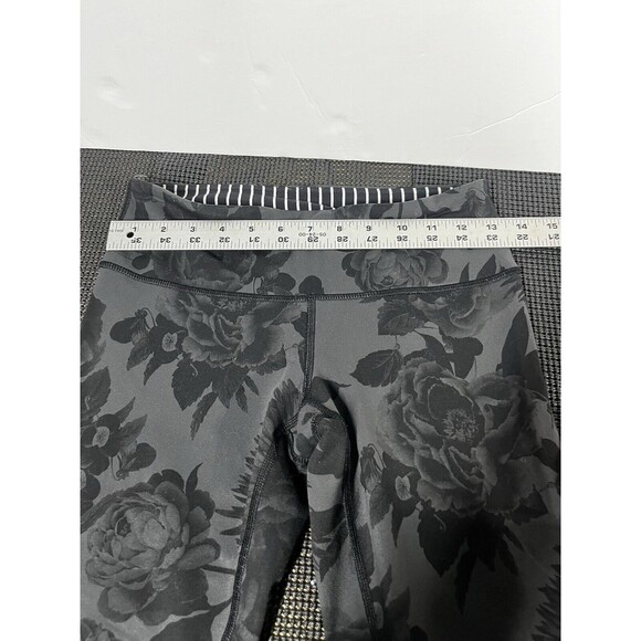 Lululemon Womens Size 6 Wunder Under Crop Brisk Bloom Black Soot/Black - Picture 2 of 7